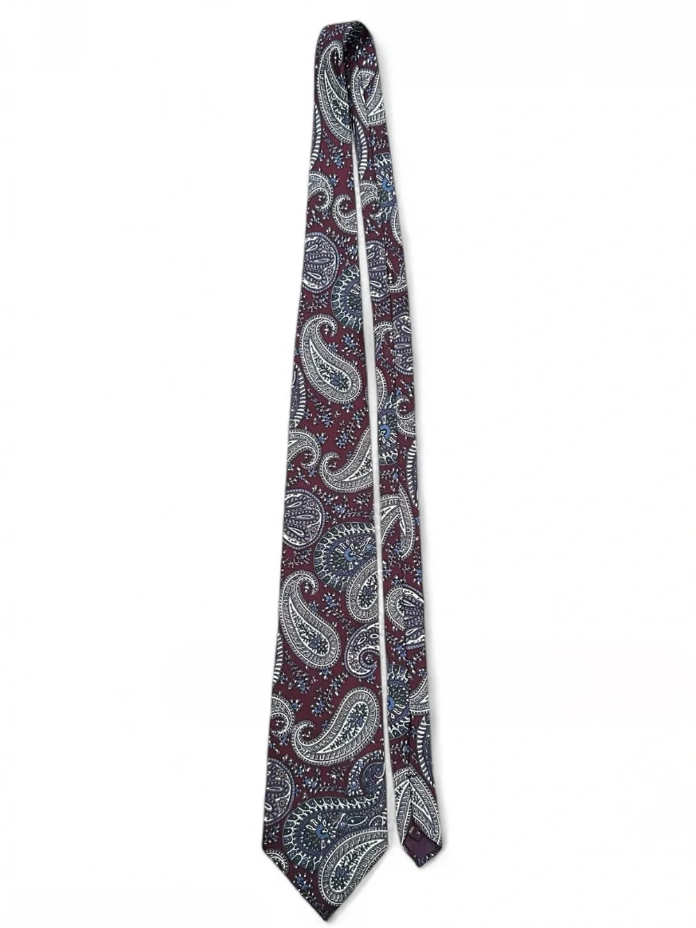 JS. A.Bank Collection Men's Paisley Silk Tie in Burgundy Handmade in USA.